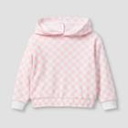 Grayson Mini Toddler Girls' Checkered Fleece Hooded Sweatshirt - Pink
