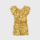 Toddler Girls' Short Sleeve Floral Romper - Cat & Jack Gold