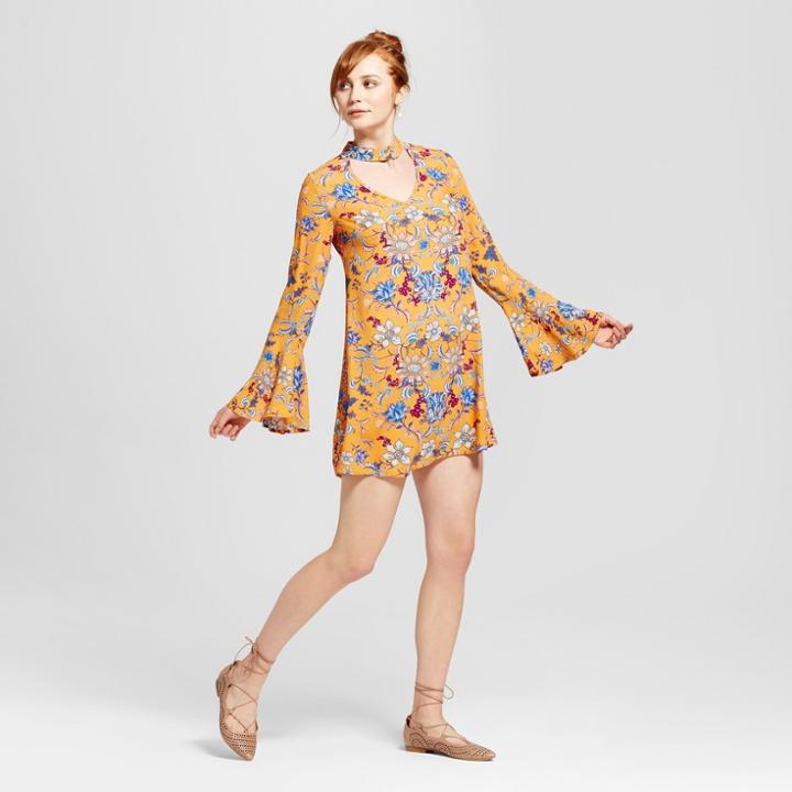 Women's Printed Bell-sleeve Cutoff Shift Dress - Xhilaration (juniors') Sunburst