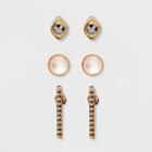 Bar, Evil Eye And Stone Stud Earring Set 3ct - Universal Thread,