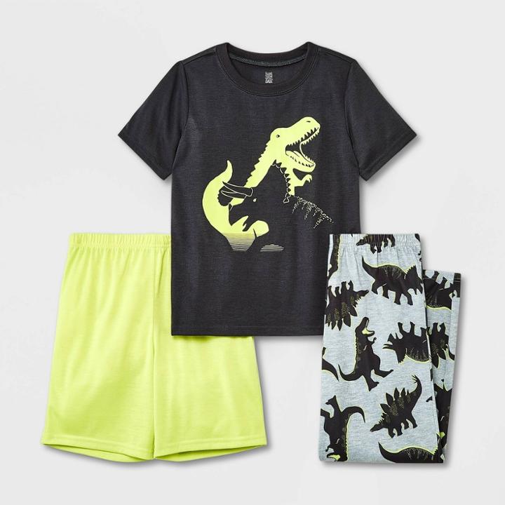 Carter's Just One You Boys' 3pc Lime Dino Pajama Set - Black/green