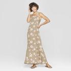 Women's Floral Print Strappy Tiered Maxi Dress - Xhilaration Olive