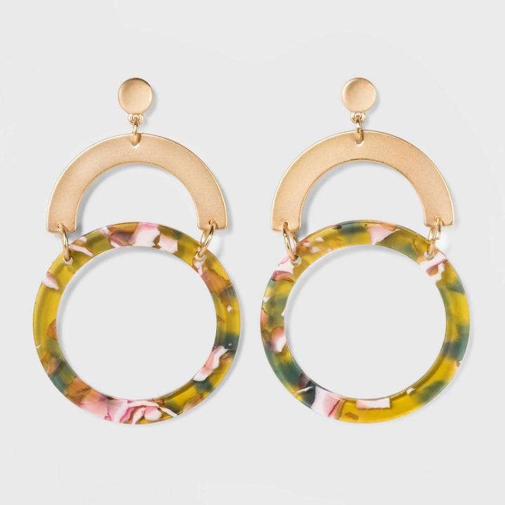 Half Circle And Ring Earrings - A New Day Gold, Women's