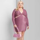 Women's Plus Size Long Sleeve Cut Out Lurex Bodycon Dress - Wild Fable Pink