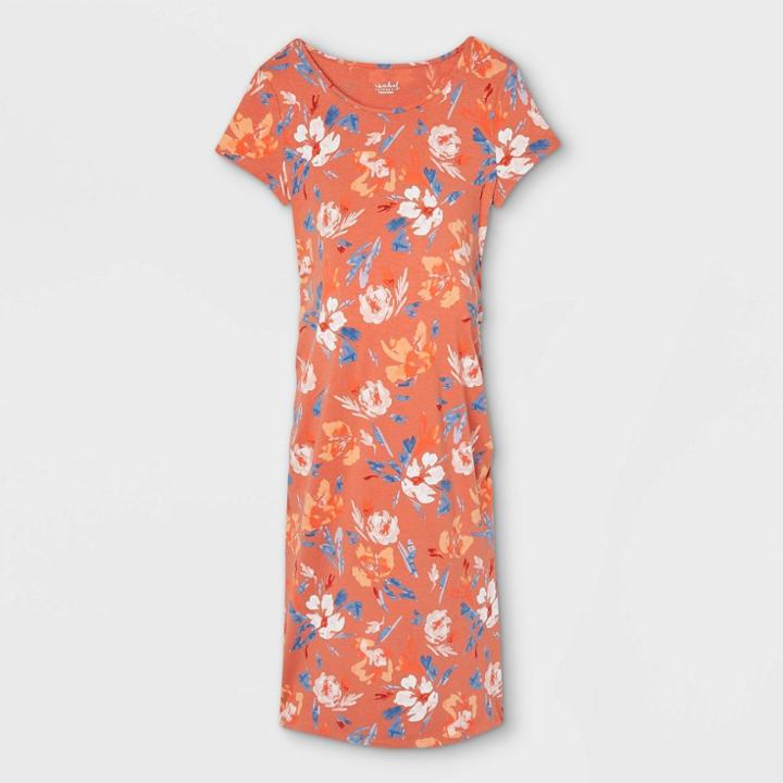 Floral Print Short Sleeve T-shirt Maternity Dress - Isabel Maternity By Ingrid & Isabel Wave Red