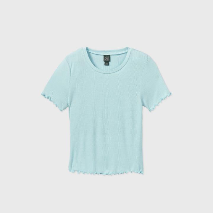 Women's Short Sleeve Lettuce Edge Baby T-shirt - Wild Fable Aqua