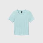 Women's Short Sleeve Lettuce Edge Baby T-shirt - Wild Fable Aqua