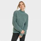 Women's Turtleneck Cable Knit Pullover Sweater - Universal Thread Teal Green