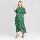 Women's Plus Size Floral Print Short Sleeve Dress - Who What Wear Green 1x, Women's,