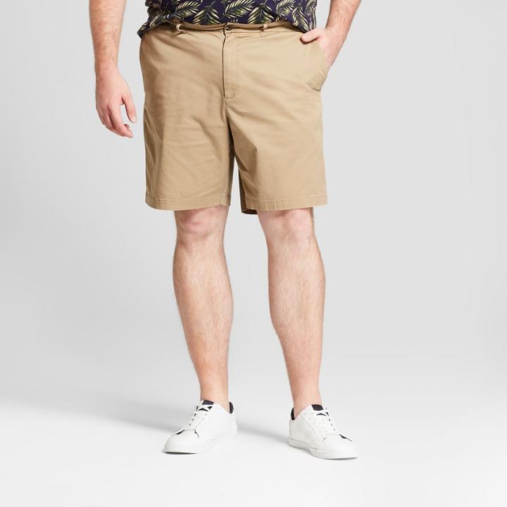 Men's Big & Tall 9 Linden Flat Front Chino Shorts - Goodfellow & Co Khaki (green)