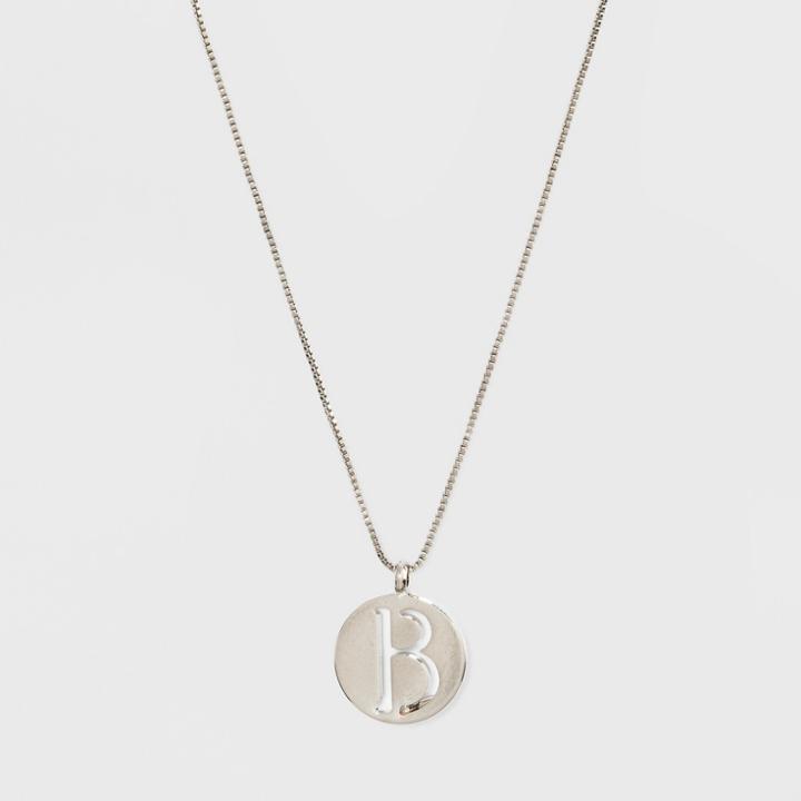 Silver Plated Initial B Pendant Necklace - A New Day Silver,