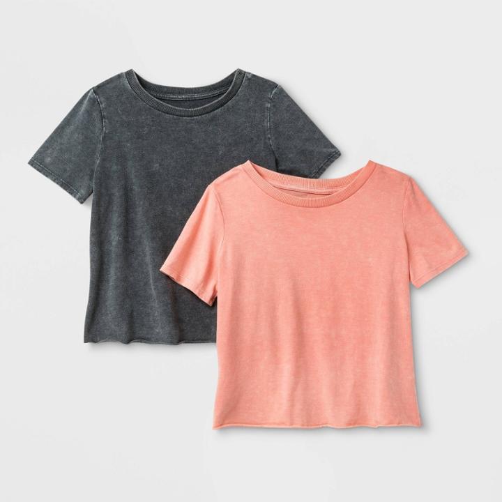 Girls' 2pk Crop Top - Art Class Black/pink S, Girl's,