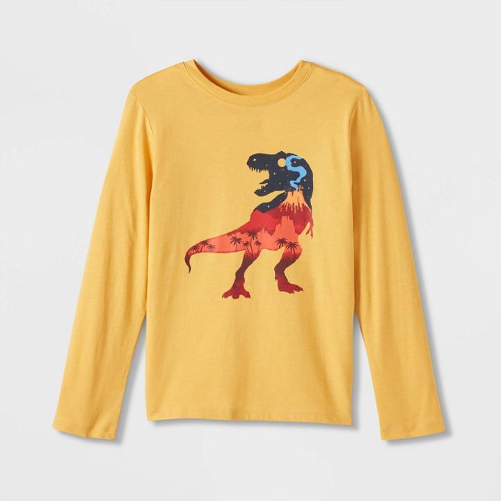 Boys' Landscape T-rex Long Sleeve Graphic T-shirt - Cat & Jack Yellow