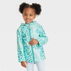Toddler Leopard Printed Unlined Rain Coat - Cat & Jack Teal Blue
