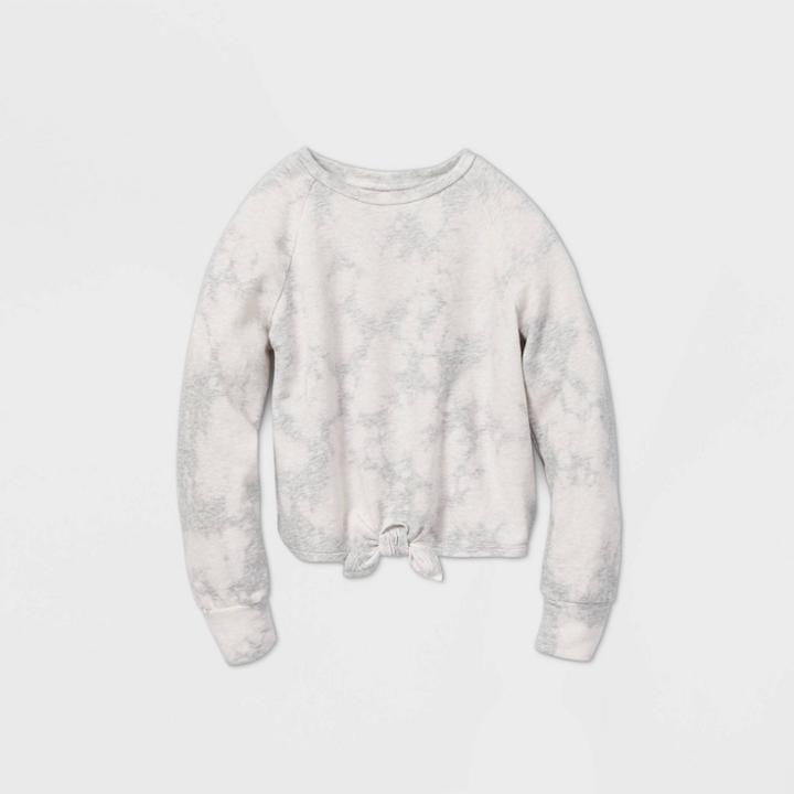 Girls' Crew Neck Tie Front Sweatshirt - Art Class Gray