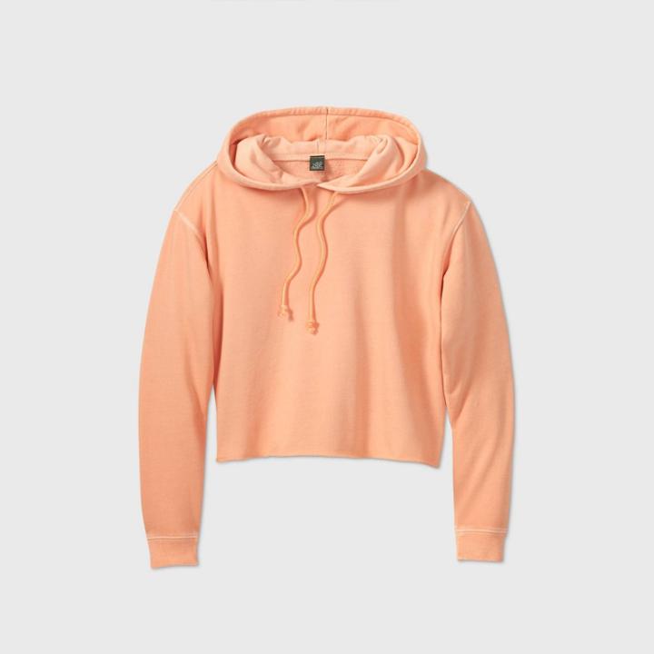 Women's Fleece Cropped Hoodie - Wild Fable Orange