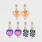Clay Mixed Icon Hoop Earring Set 3pc - Wild Fable , Black/blue/gold