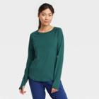 Women's Long Sleeve Essential Crewneck T-shirt - All In Motion Emerald Green