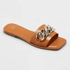Women's Viv Chain Slide Sandals - A New Day Cognac