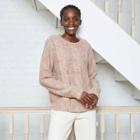 Women's Crewneck Cable Knit Pullover Sweater - A New Day Blush Peach