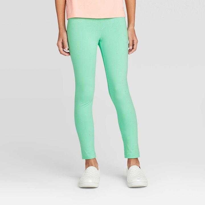 Girls' Sparkle Leggings - Cat & Jack Green S, Girl's,