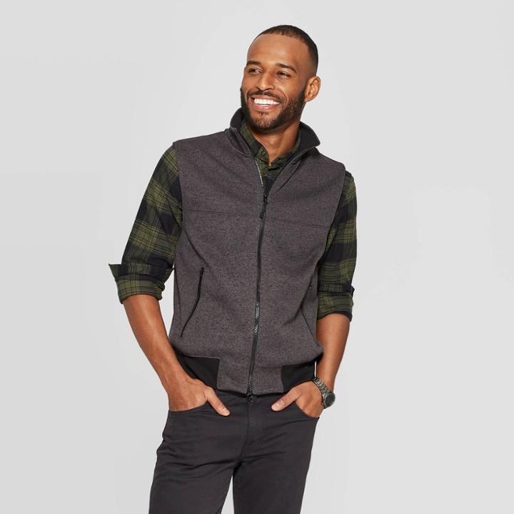 Men's Regular Fit Sweater Fleece Vest - Goodfellow & Co Gray