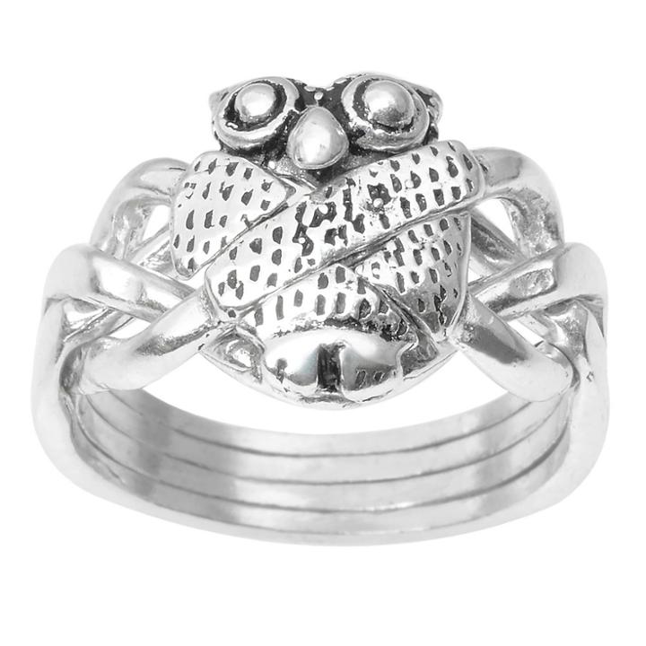 Women's Journee Collection Owl Puzzle Ring In Sterling Silver -
