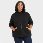 Women's Plus Size Zip Mock Neck Leisure Sweatshirt - Ava & Viv Black X