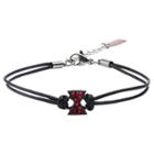 Women's Marvel Black Widow Red Logo Stainless Steel In Black Leather Cord Bracelet (7),