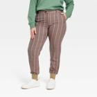 Houston White Adult Plus Size Tapered Straight Fit Tailored Jogger Pants - Brown Plaid