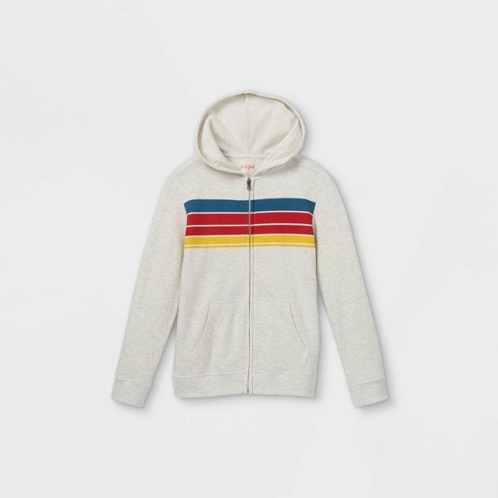 Boys' Chest Stripe Hooded Sweatshirt - Cat & Jack Gray