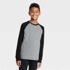 Boys' Long Sleeve Baseball T-shirt - Cat & Jack Gray/black