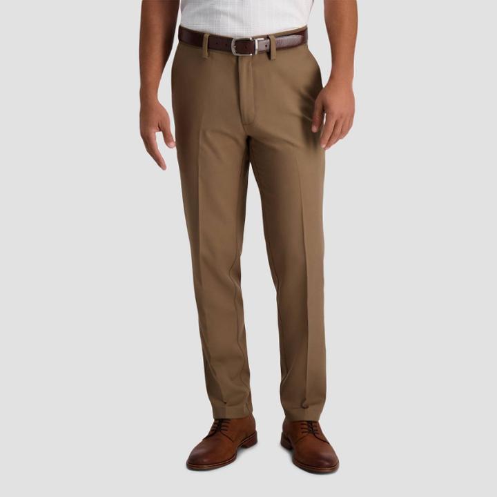 Haggar Men's Cool 18 Pro Slim Fit Flat Front Casual Pants - Toast