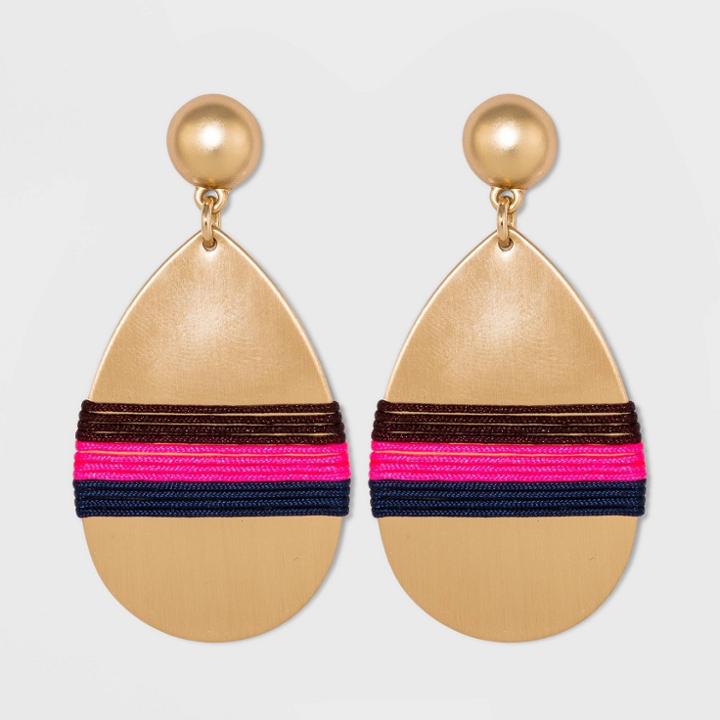 Pink, Burgundy And Blue Wrapped Drop Earrings - A New Day Gold, Blue/red/gold