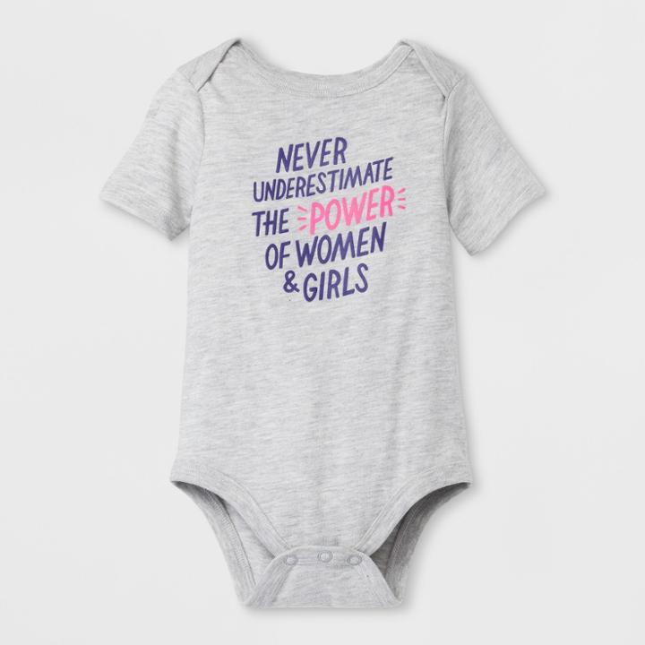 Baby Short Sleeve Never Underestimate The Power Of Women Jumpsuit - Cat & Jack Heather Gray Newborn