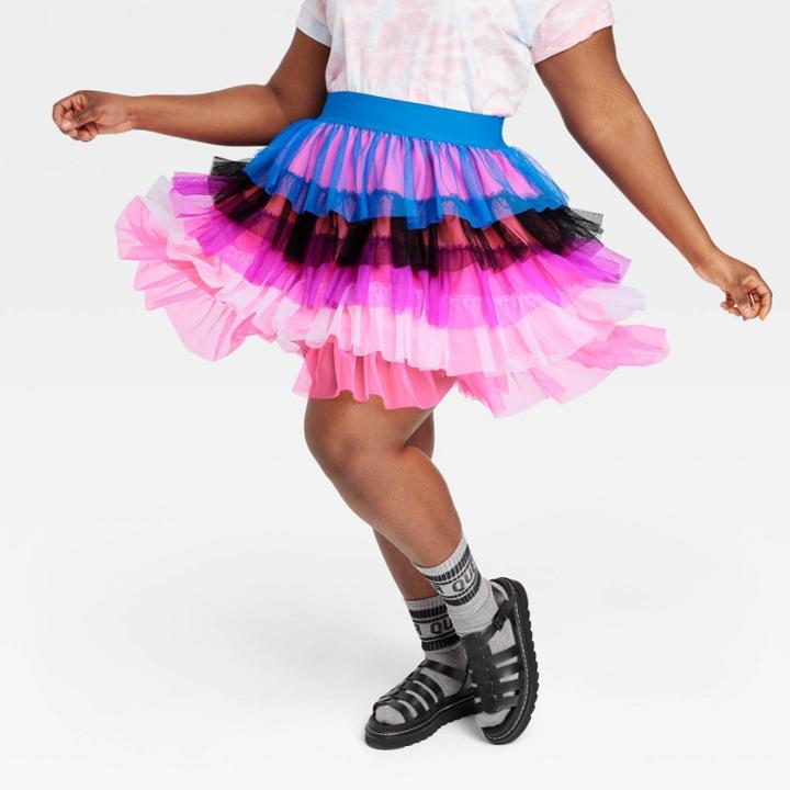 No Brand Pride Adult Plus Size High-rise Festival Mini Skirt - Purple