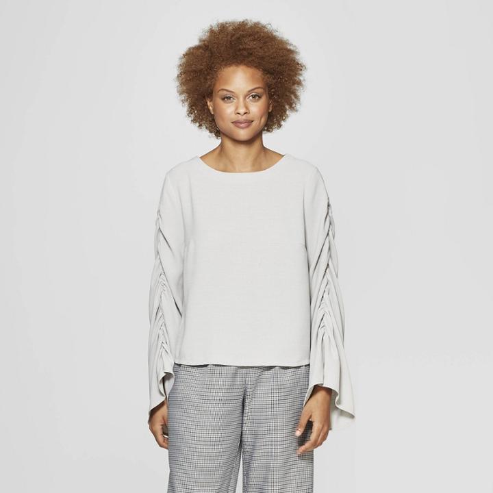 Women's Long Sleeve Crew Neck Blouse - Prologue Gray