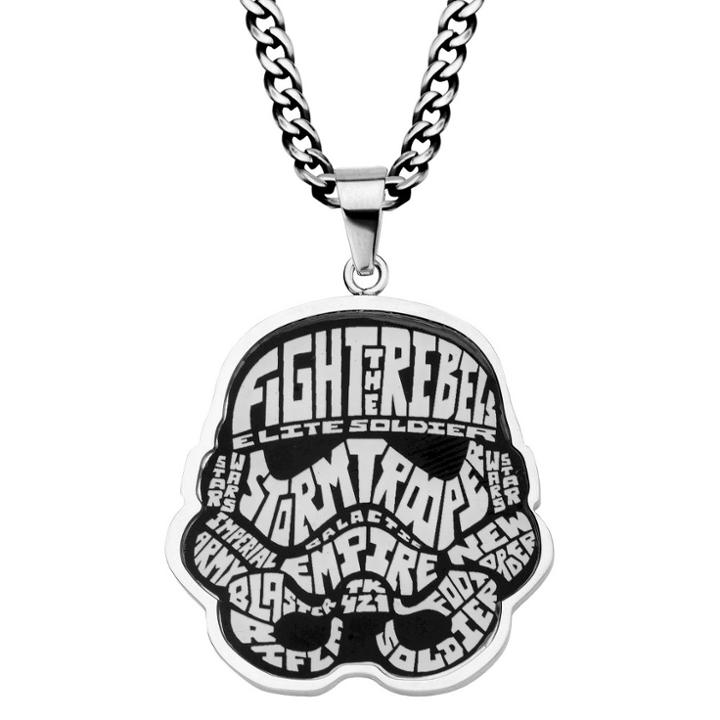 Men's Star Wars Stormtrooper Typography Art Stainless Steel Pendant