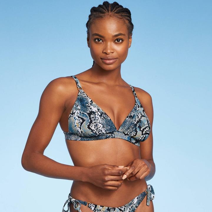 Women's Triangle Bikini Top - Shade & Shore Blue Snake Print D/dd Cup