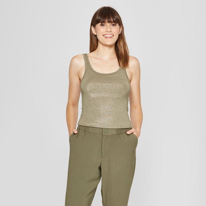Women's Any Day Shine Tank - A New Day Olive/gold (green/gold)