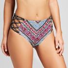 Vanilla Beach Women's Lace-up Cheeky High Waist Bikini Bottom - Black