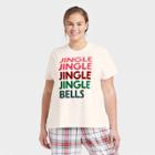 Women's Plus Size Holiday Jingle Bells Matching Family Pajama T-shirt - Wondershop White