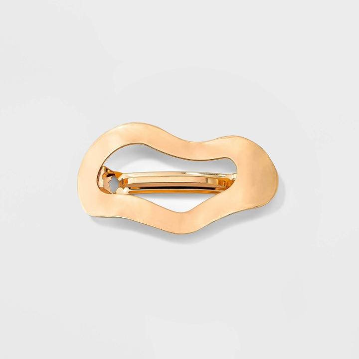 Swirly Oval Metal Hair Barrette - A New Day Gold