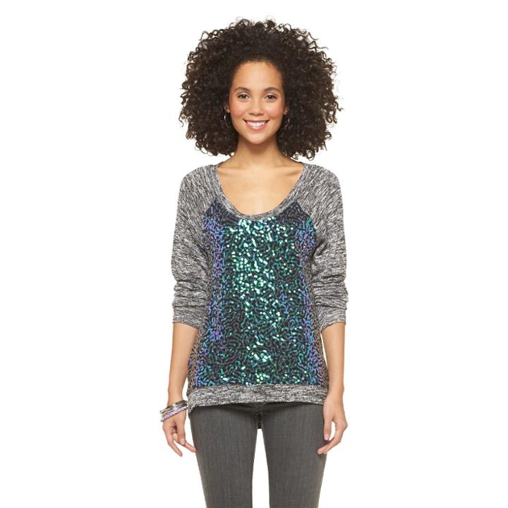 Miss Chievous Sequin Pullover Sweater Black/grey M -
