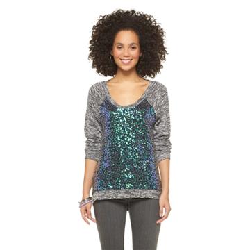 Miss Chievous Sequin Pullover Sweater Black/grey M -