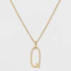Gold Over Silver Plated Cubic Zirconia 'q' Initial Pendant Necklace - A New Day Gold