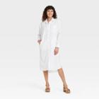 Women's Long Sleeve Button-down Shirtdress - Universal Thread White