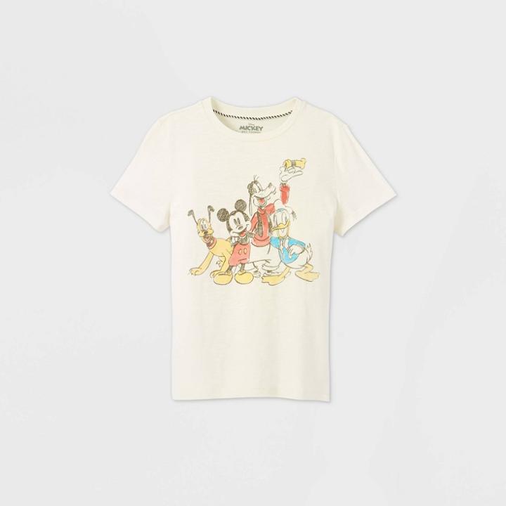 Boys' Mickey & Friends Short Sleeve T-shirt - Off-white Xs - Disney Store, Beige/white