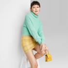 Women's Turtleneck Cropped Pullover Sweater - Wild Fable Turquoise