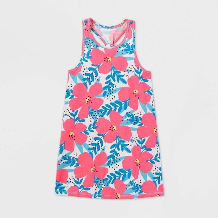 Toddler Girls' Tank Top Floral Knit Dress - Cat & Jack Pink 12m, Toddler Girl's